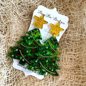 Festive Christmas Tree Dangle Earrings